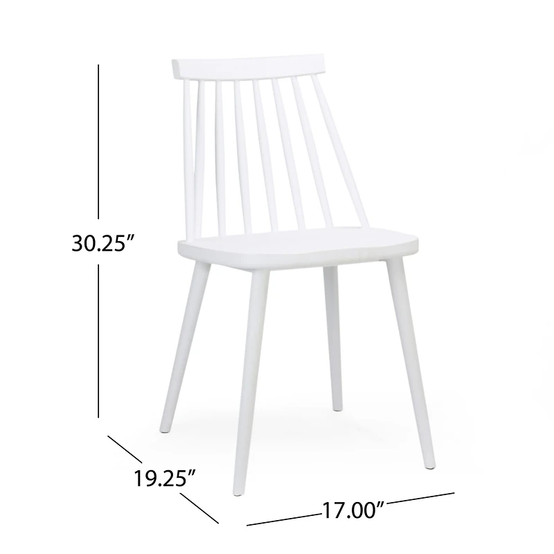 Streamdale Furniture Farmhouse Spindle Back Dining Chairs, Set Of 2, White