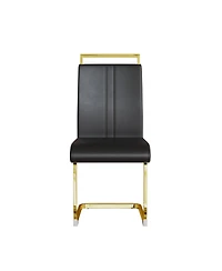Streamdale Modern Faux Leather Dining Chairs with Golden Metal Legs (Set of 4)