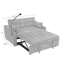Streamdale Furniture Modern Velvet Loveseat Futon Sofa Couch w/Pullout Bed, Small Love Seat Lounge Sofa with adjustable Reclining Backrest, Toss Pillo