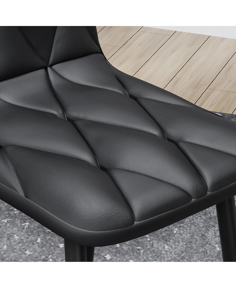 Streamdale Furniture Dining Chairs Set of 4, Modern Kitchen Dining Room Chairs, Pu Dining Chair Upholstered Cushion Seat and Sturdy Metal Legs