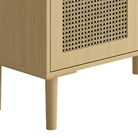 Streamdale Furniture 4-Doors Rattan Mesh Storage Cabinet, Sideboard with Eight Storage Spaces, for Entryway, Living Room, Hallway (Natural)