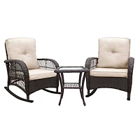 Streamdale 3-Piece Wicker Patio Bistro Set with Rocking Chairs