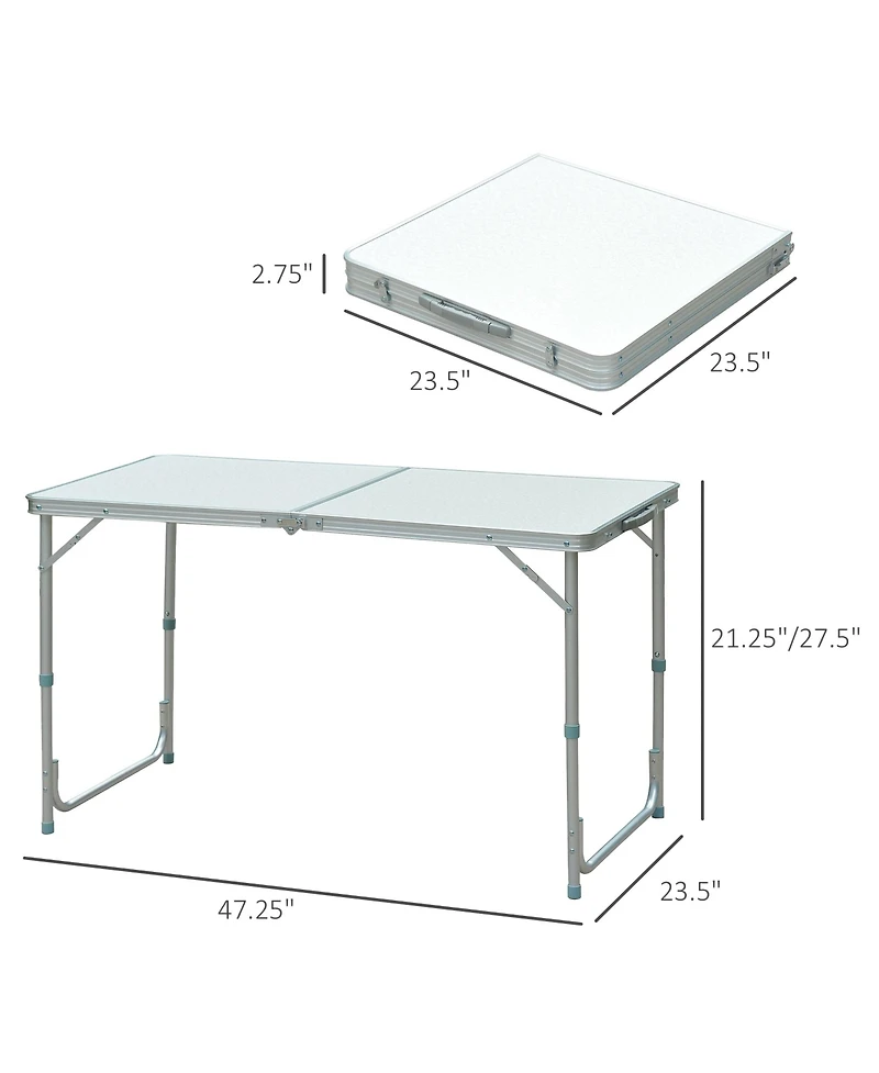 47" Folding Camping Table with Height Adjustability, Lightweight Portable Table with Carry Handle, Outdoor Folding Table Camping Accessories