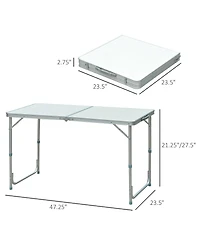 47" Folding Camping Table with Height Adjustability, Lightweight Portable Table with Carry Handle, Outdoor Folding Table Camping Accessories