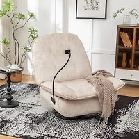 Streamdale Gold-Stamped Velvet Recliner w/ Phone Holder