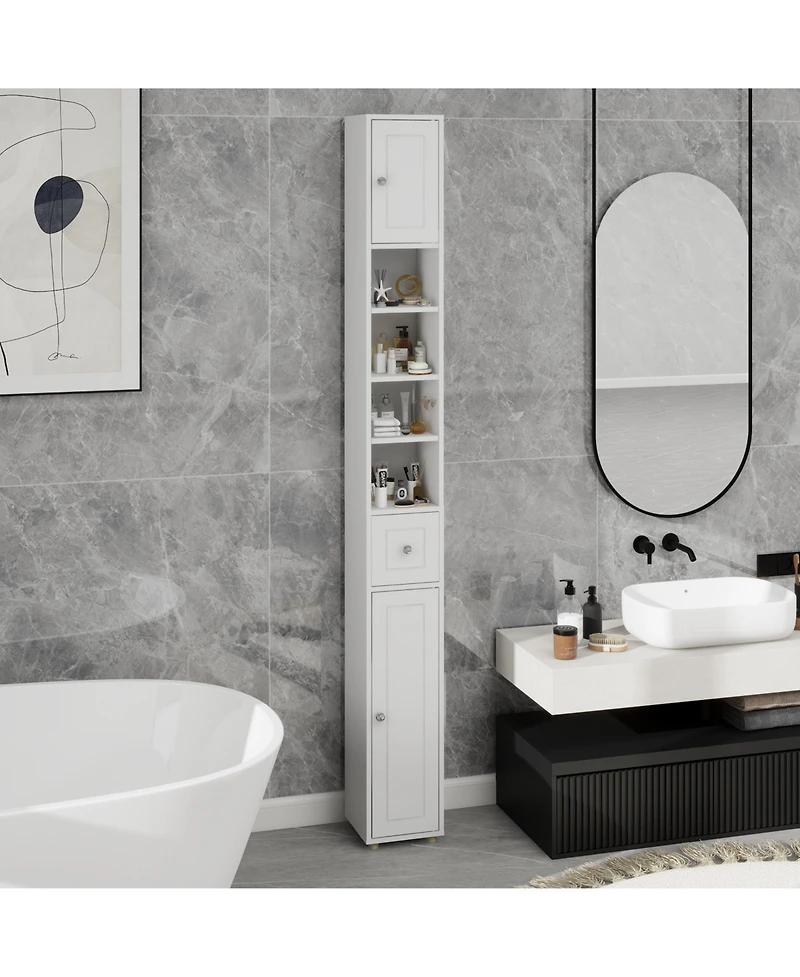 Streamdale 71" Slim Bathroom Cabinet with Drawer & Shelves-White