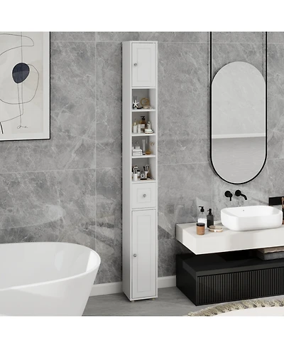 Streamdale 71" Slim Bathroom Cabinet with Drawer & Shelves-White