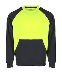RefrigiWear Men's Two-Tone HiVis Crewneck Sweatshirt - High Visibility Safety Pullover with Contrast Design