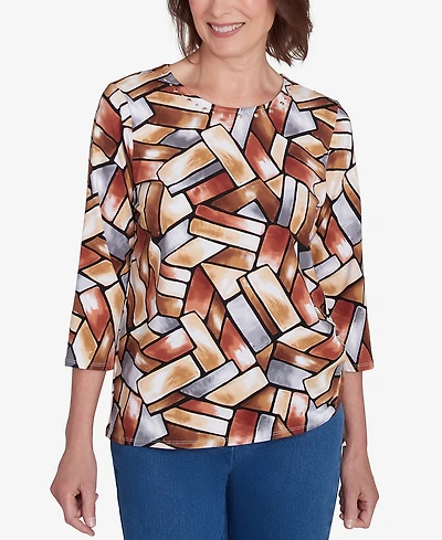 Alfred Dunner Petite Key Items Colorblock Short Sleeve Tee