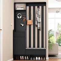 Streamdale Modern Hall Tree Storage Bench with Pegboard & Hooks