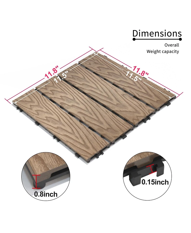 Streamdale Furniture Streamdale Premium Patio Decking Tiles (22-Pack), Diy Quick Deck