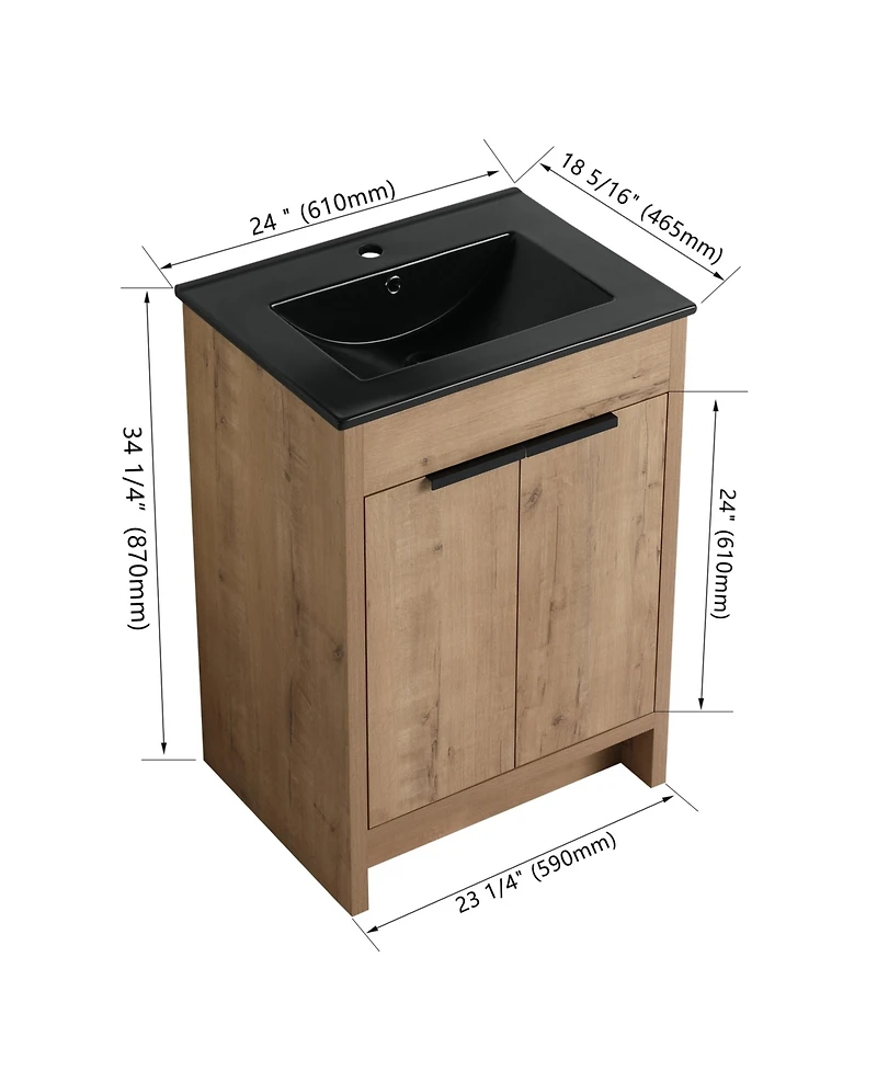 Streamdale 24" Freestanding Vanity with Black Ceramic Sink