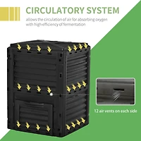 Garden Compost Bin 80 Gallon Outdoor Large Capacity Composter Fast Create Fertile Soil Aerating Box, Easy Assembly, Black