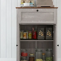 Farmhouse Barn Door Accent Cabinet, Kitchen Sideboard Storage Cabinet with Double Doors, Drawer, and Adjustable Shelf for Bedroom, Living Room, Light