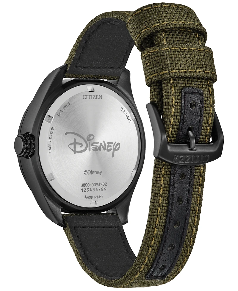 Citizen Eco-Drive Men's Disney Alpine Mickey Mouse Explorer Green Khaki Strap Watch 42mm Boxed Set
