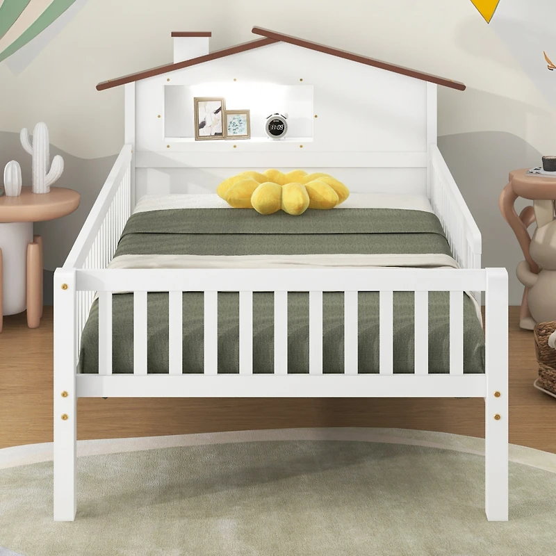 Streamdale Furniture Twin Platform Bed with House Headboard and Storage