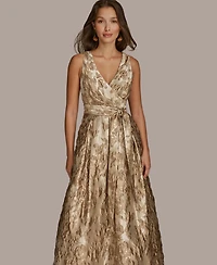 Donna Karan New York Women's Surplice-Neck Tie-Waist Gown