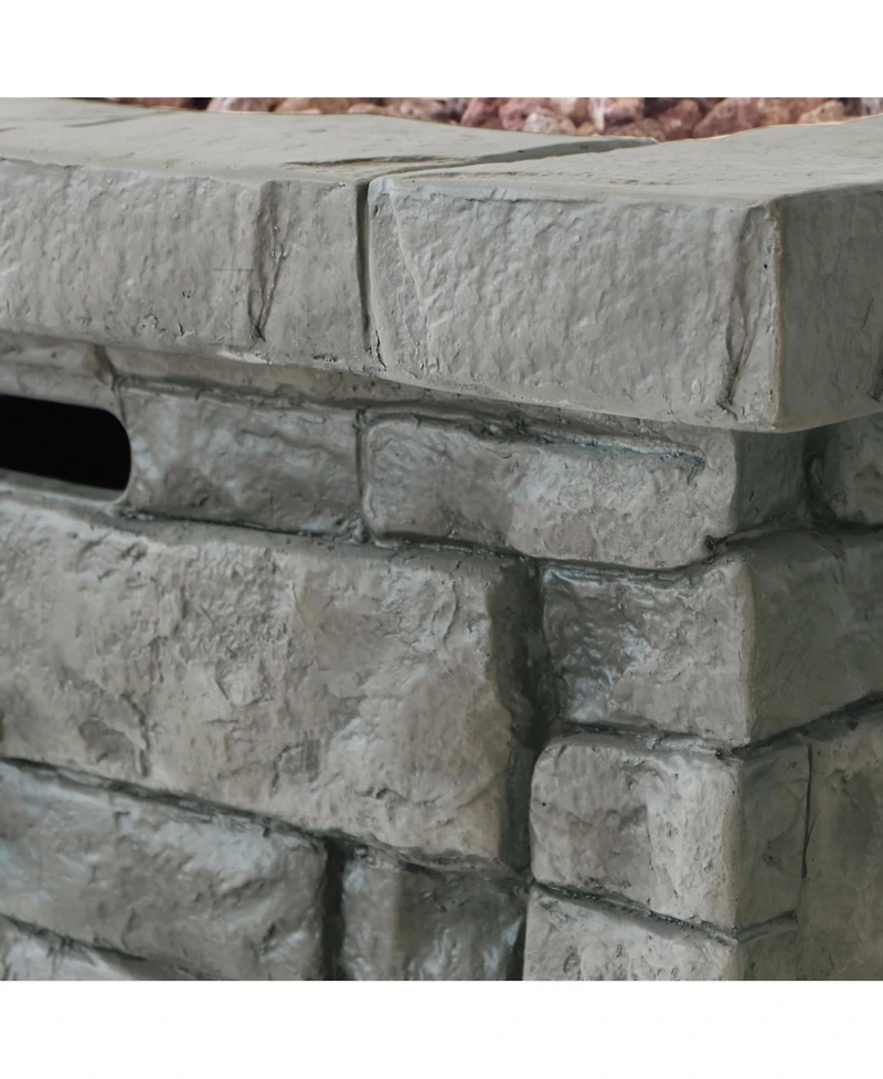 30" Outdoor Square Mgo Propane Fire Pit - 40,000 Btu, Grey