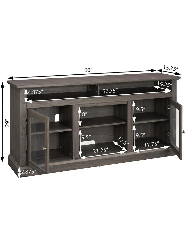 Streamdale Furniture Modern Tv Stand Media Stand Modern Entertainment Console for Tv Up to 65" with Open and Closed Storage Space, Dark Walnut/Black,