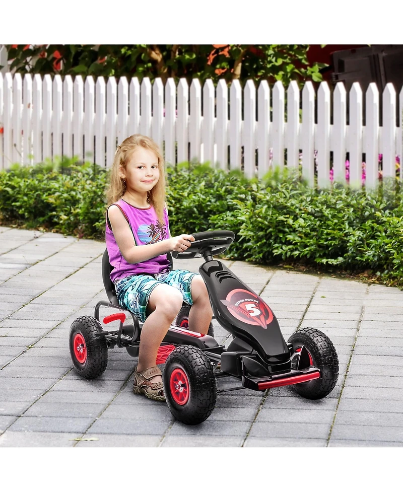 Kids Pedal Go Kart Ride-on Toy with Ergonomic Comfort, Pedal Car with Tough, Wear-Resistant Tread, Go Cart Kids Car for Boys & Girls with Suspension S