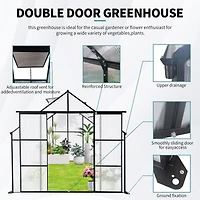 8x8 Ft Double Door Polycarbonate Greenhouse Raised Base and Anchor Aluminum Heavy Duty Walk-in Greenhouses for Outdoor Backyard in All Season, Black
