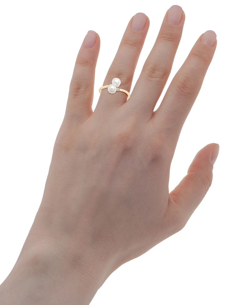 Cultured Freshwater Pearl (5mm) & Diamond Accent Bypass Ring in 10k Gold