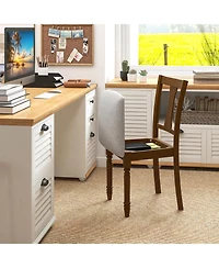 Gymax Set of 4 Upholstered Wooden Dining Chair w/ Seat Storage Space Brown