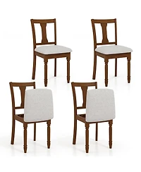 Gymax Set of 4 Upholstered Wooden Dining Chair w/ Seat Storage Space Brown