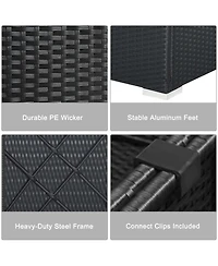 Costway 7PCS Patio Rattan Sofa Set Sectional Conversation Furniture Set Garden Outdoor Peacock