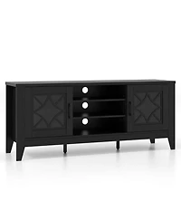 Costway Tv Stand for TVs up to 65" with 3-Position Adjustable Shelves Tempered Glass Doors