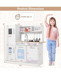 Kids Kitchen Play Set with Stove Removable Sink Oven Microwave Dish Washer