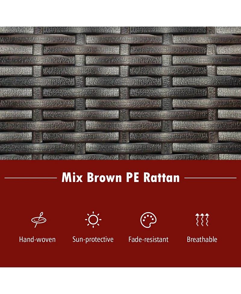 Costway 3 Pcs Patio Rocker Set Outdoor Wicker Rocking Chairs with Double-Layer Coffee Table