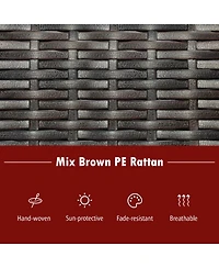 Costway 3 Pcs Patio Rocker Set Outdoor Wicker Rocking Chairs with Double-Layer Coffee Table