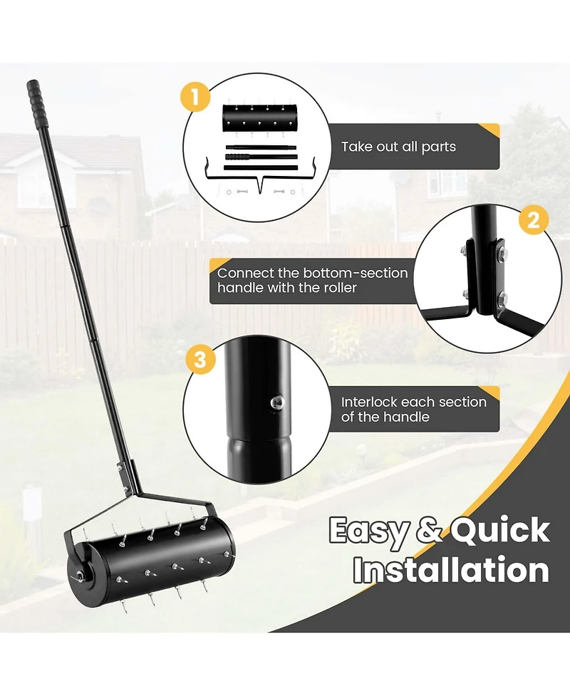 Costway 18" Manual Lawn Aerator Grass Aeration Tool Filled with Sand or Stone with Handle