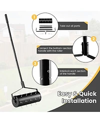 Costway 18" Manual Lawn Aerator Grass Aeration Tool Filled with Sand or Stone with Handle