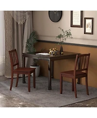 Wood Dining Chair Set of 2 with Rubber Legs Curved Backrest for Kitchen