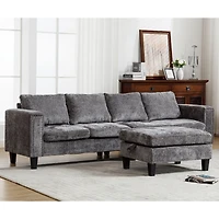 Streamdale Furniture 5 Seat Modular Sofa, with Storage Ottoman, Convertible Sectional Sofa, L Shaped Couch, Reversible Chaise, Riveted sofa, Chenille,