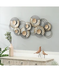 LuxenHome 47" W Distressed Metal Modern Flower Wall Decor