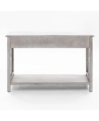 LuxenHome Gray Wood 2-Drawer 1-Shelf Console and Entry Table
