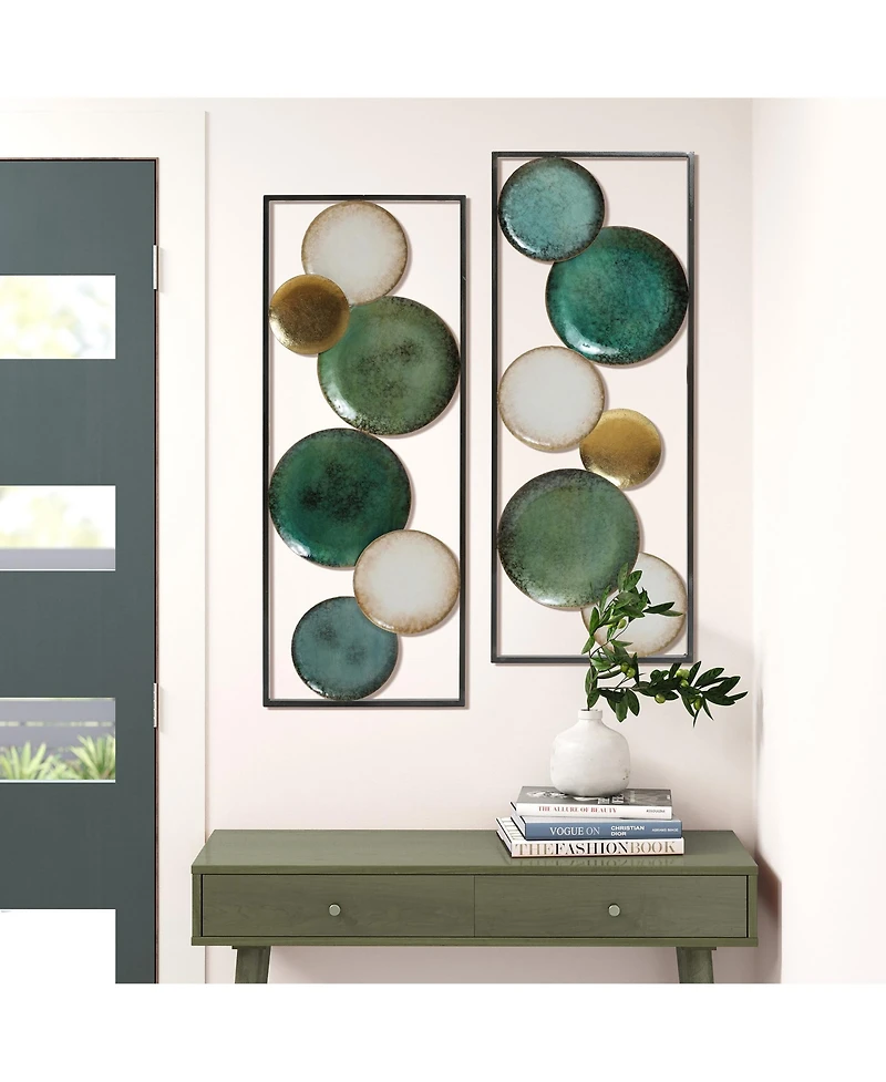 LuxenHome Set of 2 Coastal Abstract Geometrical Wall Decor Panels