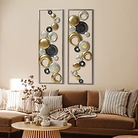 LuxenHome Set of 2 Modern Multi-Color Abstract Metal Wall Decor Panels Wall Art Large Wall Hanging Sculptures