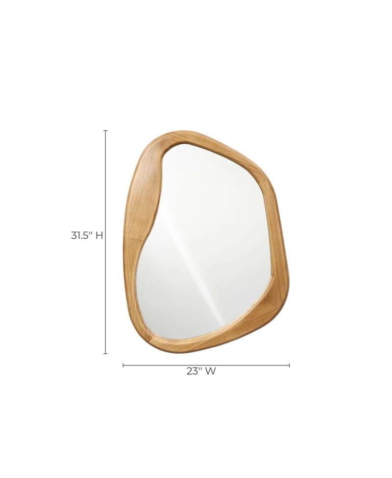LuxenHome Freeform Pine Wood Frame Oblong Wall Mirror