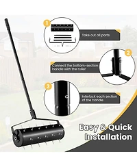 21" Manual Lawn Aerator Grass Aeration Tool Filled with Sand or Stone with Handle