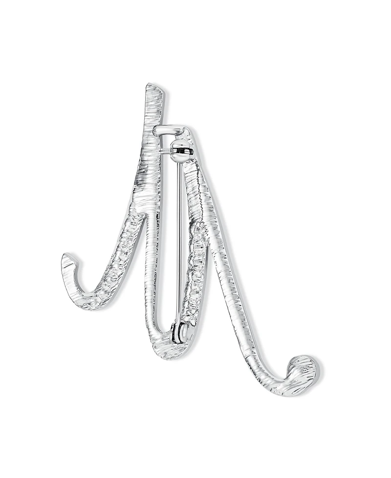 Bling Jewelry Large Statement Abc Pave Crystal Letters Alphabet Initial Scarf Lapel Pin Brooch Silver Plated