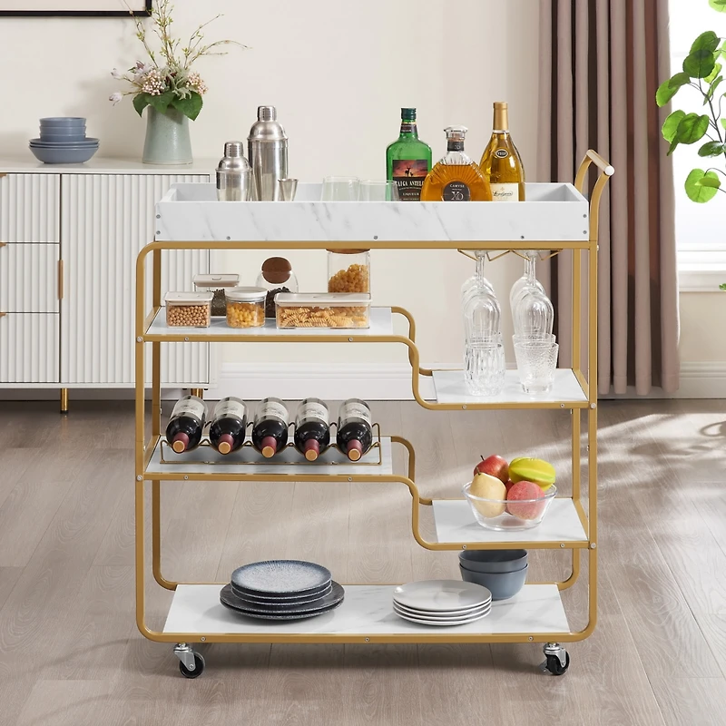 Streamdale 6-Tier Retro Wine Serving Cart