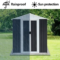 Outdoor Waterproof Garden Tool Storage Sheds 5FTx3FT Apex Roof Grey With Aluminum alloy frame And Sliding doors