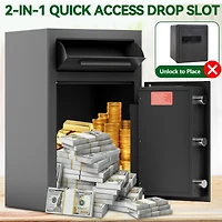 Depository Drop Safe, Front Drop Slot Lock Box with Digital Combination and Anti-Fishing, Silent Deposit Safe Box, Security Money Safe for Cash Slips