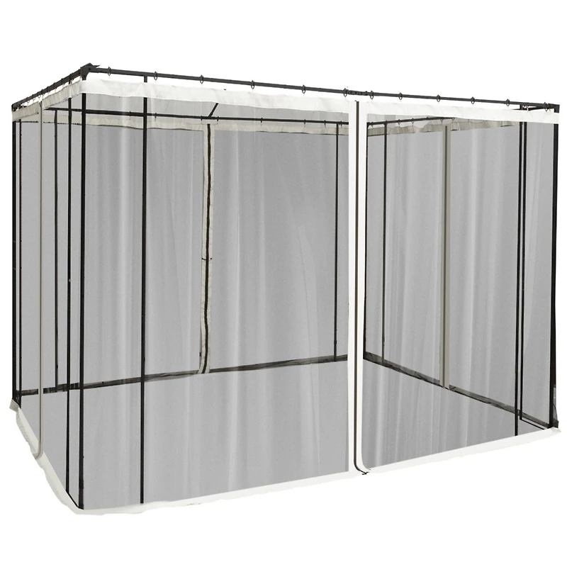 10' x 10' Replacement Mesh Sidewall Netting for Patio Gazebos and Canopy Tents with Zippers (Sidewall Only), Cream