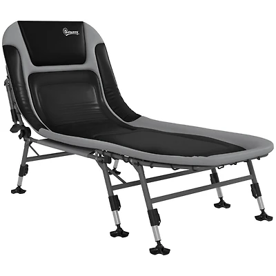 Camping Cot for Adults, Folding Bed with Soft Padded Cushions & Headrest, 180 Adjustable Reclining Lounger, Heavy Duty and Portable with a 400 lbs. Ca