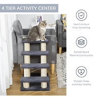 Cat Tree with 4 Steps for High Beds Couch, Cute Stair Shaped Cat Tree for Indoor Cats or Dogs w/ Sisal Scratching Post, Climbing, Playing, Gray